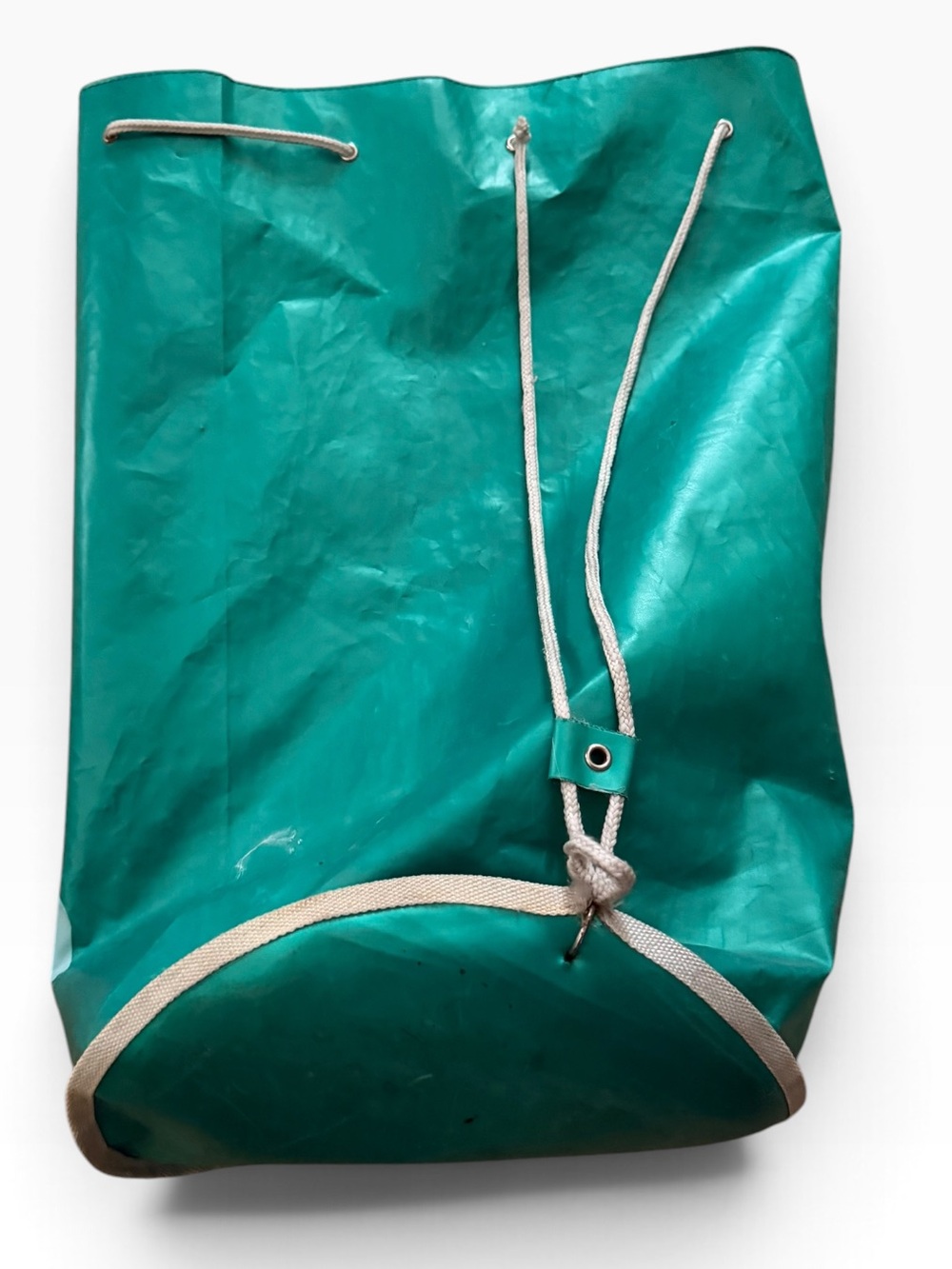 Rare vintage United Colors Of Benetton Teal Drawstring Tote with Logo - Picture 2 of 3